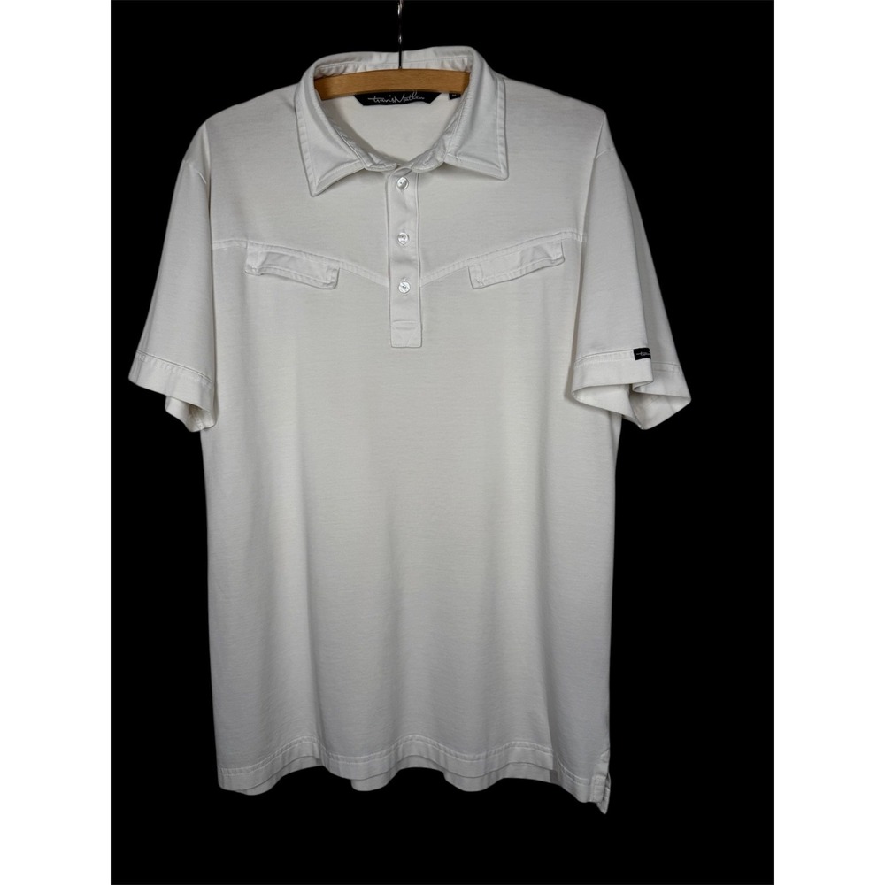 Travis Mathew Polo Shirt Mens M Golf Short Sleeve Pima Cotton Off White  - READ